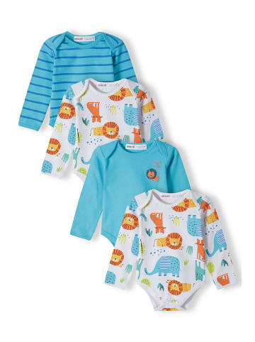 Minoti 4tlg. Set: Langarmbody 15mbaby 9 in blau