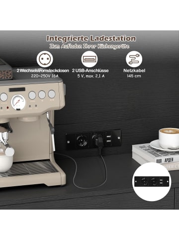 COSTWAY Buffetschrank mit Steckdosen 100x40x180cm in Schwarz