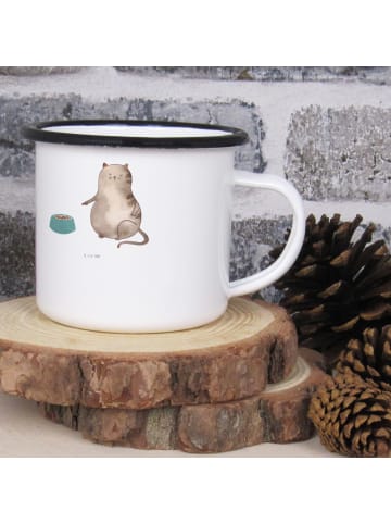 Mr. & Mrs. Panda Emaille Tasse Katze Fressen ohne Spruch in Weiß
