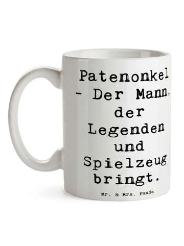 Mr. & Mrs. Panda Kaffeebecher Spruch Patenonkel Geschenk mit Spruch in Weiß
