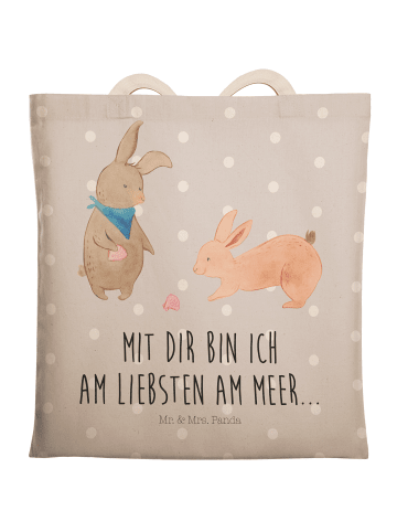 Mr. & Mrs. Panda Einkaufstasche Hasen Muschel mit Spruch in Grau Pastell