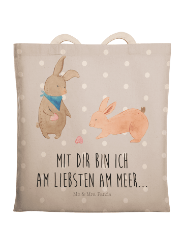 Mr. & Mrs. Panda Tasche Hasen Muschel mit Spruch in Grau Pastell