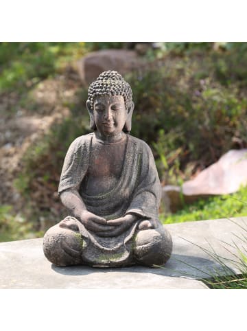 MARELIDA Meditierender Buddha Gartendeko H: 30,5cm in natur