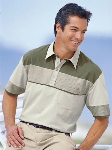 WITT WEIDEN Kurzarm-Poloshirt in beige-oliv