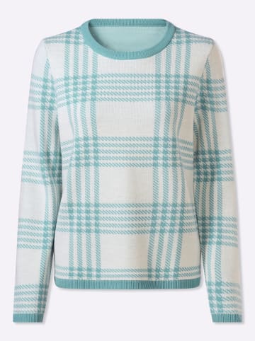 Sieh an! Rundhals-Pullover in ozean-ecru-gemustert