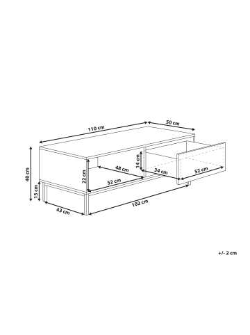 Beliani Couchtisch ROYALLA in Braun/Weiß - (W) 110 x (H) 40 x (L) 50 cm