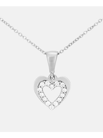 Vanlere Halskette mit Anhänger aus 375 Weißgold mit Zirkonia Herz-Design