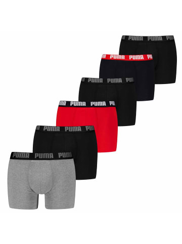 Puma Boxershort 6er Pack in Grau/Schwarz/Rot