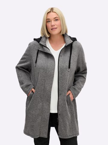 sheego Strick-Fleecejacke in anthrazit-meliert