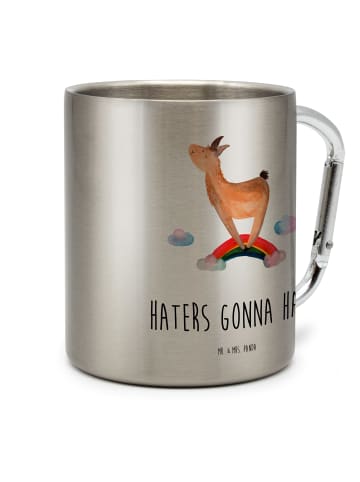 Mr. & Mrs. Panda Kaffeebecher Lama Regenbogen mit Spruch in Silber