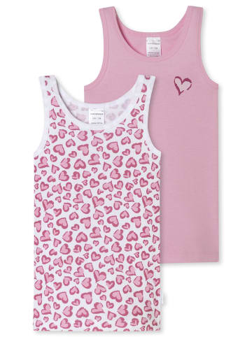 Schiesser Unterhemd Fine Rib in rosa, weiss