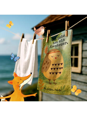 Mr. & Mrs. Panda Handtuch Eule Federschmuck Design mit Spruch in Weiß