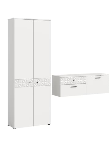 ebuy24 Garderobenmöbel Prisma (2-teilig) Weiß 195 x 34 cm