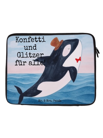 Mr. & Mrs. Panda Laptop Case Orca Zylinder Design mit Spruch in Weiß