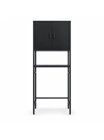 relaxdays Waschmaschinenschrank in Schwarz - (B)64 x (H)170 x (T)27 cm