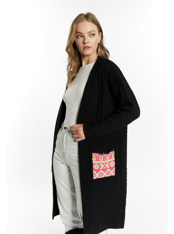 IZIA Damen Cardigan in Schwarz Mehrfarbig