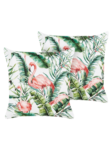 Beliani 2er-Set Gartenkissen ELLERA in Bunt/Weiß/Grün