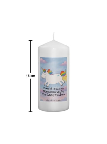 Mr. & Mrs. Panda Kerze Einhorn Happy Design mit Spruch in Weiß