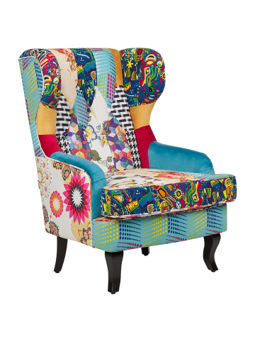 Beliani Sessel MOLDE in Bunt/Blau/Beige - (W) 70 x (H) 100 x (L) 80 cm
