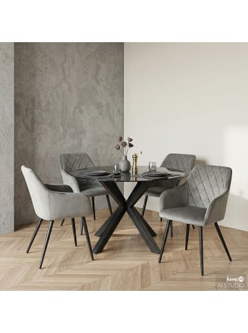 home24 Armlehnenstuhl Omure 2er-Set in Grau