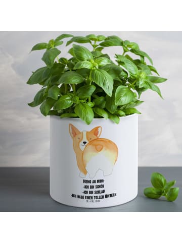 Mr. & Mrs. Panda XL Blumentopf Corgi Po mit Spruch in Weiß