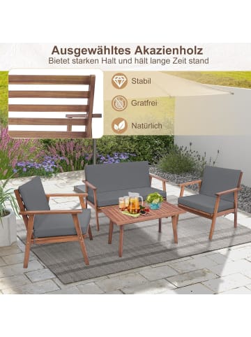 COSTWAY 4-TLG. Gartenmöbel Set in Grau