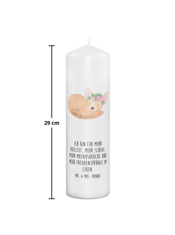 Mr. & Mrs. Panda Kerze Wüstenfuchs Blumen mit Spruch in Weiß