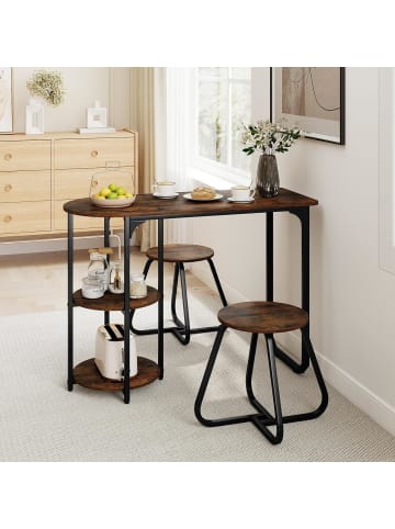 COSTWAY 3 tlg. Essgruppe mit 2 Ablagen in Braun