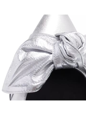 Ted Baker Ryal 100mm Metallic Bow Court Shoe Silver in silver