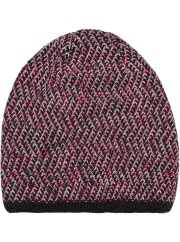 styleBREAKER Strick Beanie Mütze in Dunkelgrau-Pink