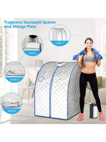 COSTWAY 3L Mini Dampfsauna mit Fernbedienung in Silber