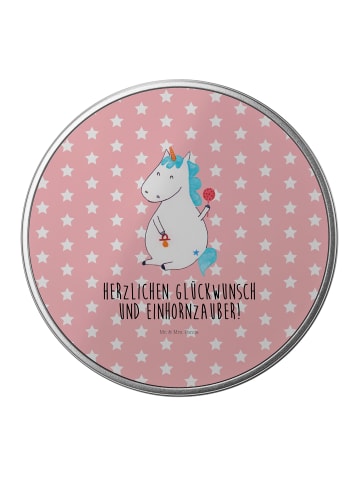 Mr. & Mrs. Panda Kaffeedose Einhorn Baby mit Spruch in Rot Pastell