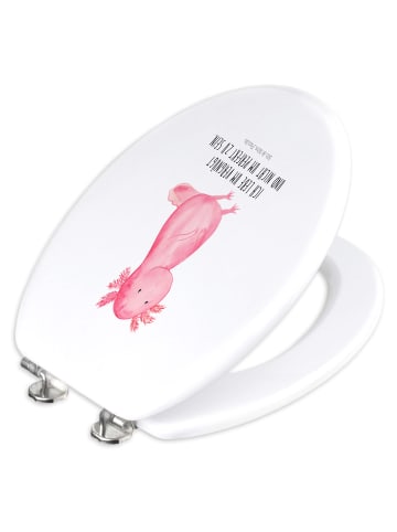 Mr. & Mrs. Panda WC Deckel Axolotl Niedlich mit Spruch in Weiß