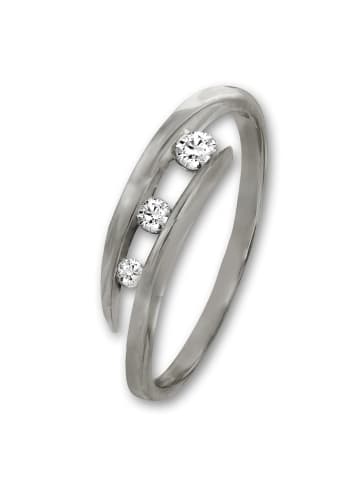 GoldDream Ring Gold 333 Weißgold - 8 Karat 3er Zirkonia Größe 54 (17,2)