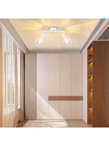 ZMH Deckenleuchte in Weiß 2-flammige E14 Schwenkbar Vintage Deckenspot