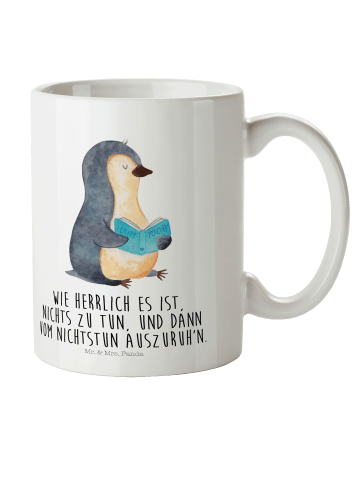 Mr. & Mrs. Panda Kaffeebecher Pinguin Buch mit Spruch in Weiß