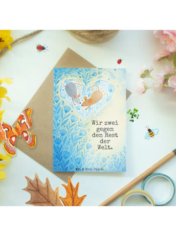 Mr. & Mrs. Panda Grußkarte Mäuse Herz Design mit Spruch in Weiß