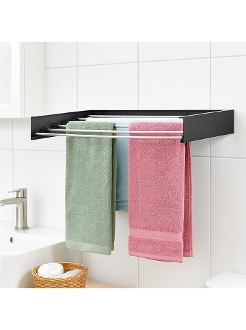 relaxdays Wand-Wäscheständer in Schwarz - 80 cm