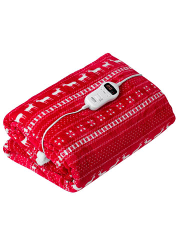 camry CR 7441 Elektrische Heizdecke 160 x 180 cm - 10 Heizstufen, 120 W in Rot/Weiß
