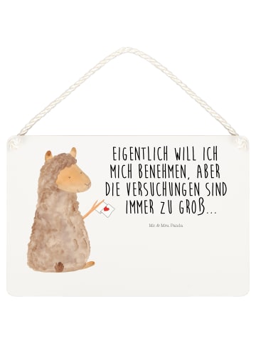 Mr. & Mrs. Panda holzbild Alpaka Fahne mit Spruch in Weiß