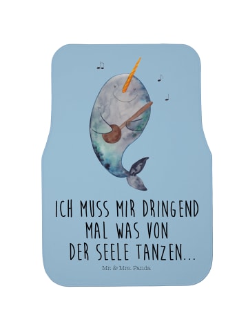 Mr. & Mrs. Panda Fahrer Autofußmatte Narwal Gitarre mit Spruch in Blau Pastell
