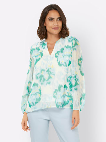 Heine Druckbluse in hellblau-ecru-bedruckt