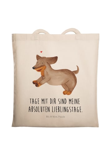Mr. & Mrs. Panda Shopping Tasche Hund Dackel mit Spruch in Creme
