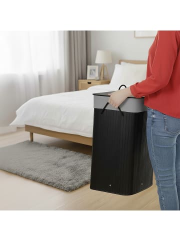 relaxdays Wäschekorb in Schwarz - (B)52 x (H)63 x (T)32 cm