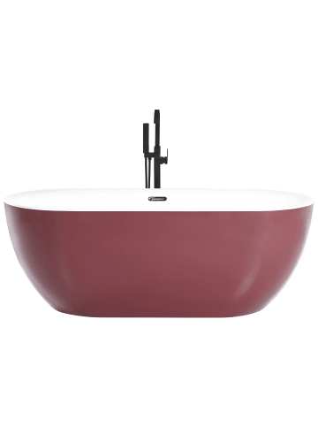 Beliani Freistehende Badewannen CARRERA in Rot/Weiß/Silber