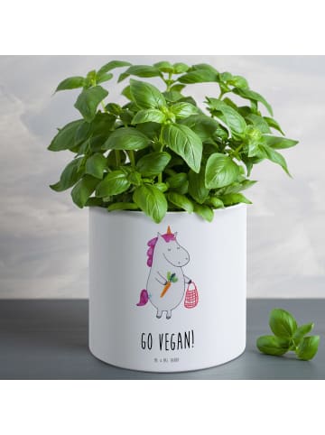Mr. & Mrs. Panda Blumentopf Groß Einhorn Vegan mit Spruch in Weiß