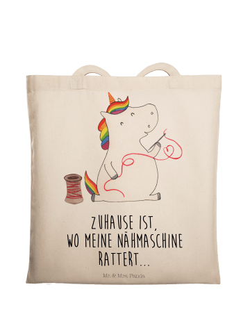 Mr. & Mrs. Panda Tragetasche Einhorn Näherin mit Spruch in Creme