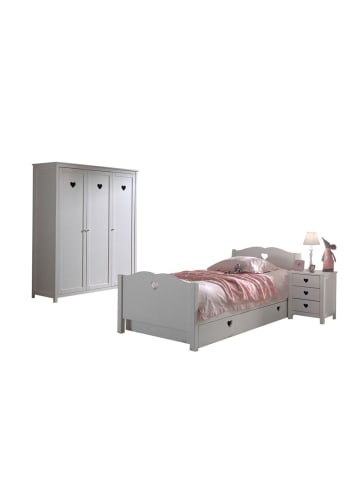 58 aufm Kessel KINDERZIMMER Kamila 9 weiß aus MDF mit Bett, Schrank und Nachtkonsole