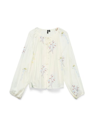 Vero Moda VMLINA Langarm Besticktes Top in Snow White