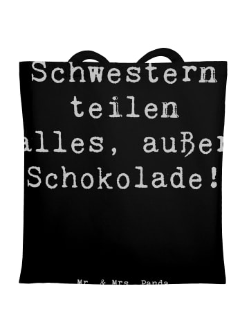 Mr. & Mrs. Panda Tragetasche Schwestern Liebe mit Spruch in Schwarz
